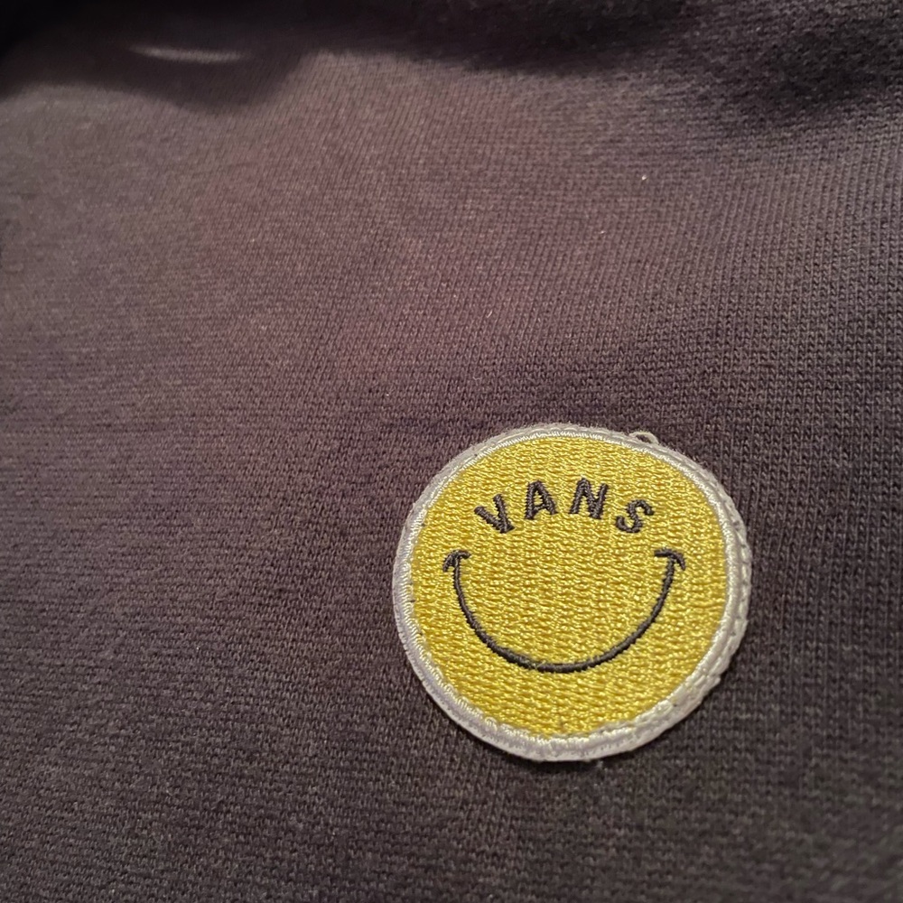 Vans Black Hoodie with Yellow Smiley Patch - Picture 3 of 4
